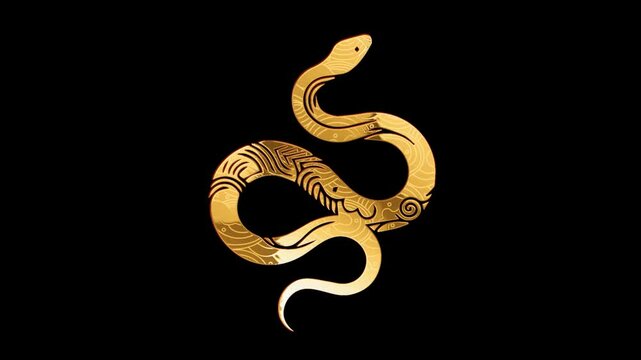 2025 snake gold glow loop animation, alpha channel