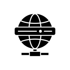 icon Server connected to global network, symbolizing data transfer and communication. Suitable for technology and networking concepts.