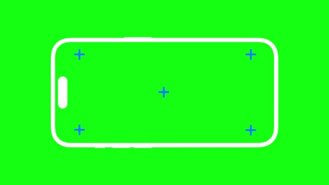 Iphone frame animates onto the screen and rotates to landscape. Smartphone i phone mock up concept graphic template