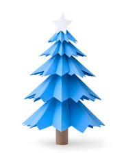 Obraz premium Origami paper Christmas tree isolated on white background 