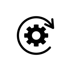 icon Circular arrow gear symbolizes continuous process. Suitable for business process, workflow, automation, industry, rotation concepts in designs, presentations.