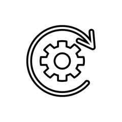 icon Circular arrow gear symbolizes continuous process. Suitable for business process, workflow, automation, industry, rotation concepts in designs, presentations.