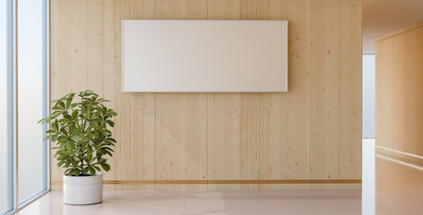 Interior design with picture frame mock up, 3d illustration rendering