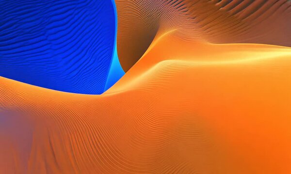 Abstract Desert Landscape: A mesmerizing interplay of vibrant hues and textures creates a surreal desert landscape, where swirling blue and orange sands dance in the light.