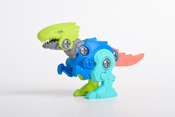T-Rex Dinosaur toy isolated on white background. Plastic dinosaur toy