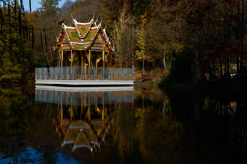 Thailändischer Tempel im Westpark München, Deutschland