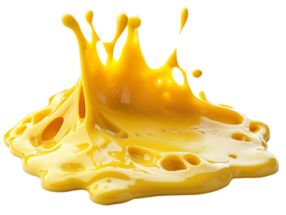 Melted yellow cheese isolated on transparent background