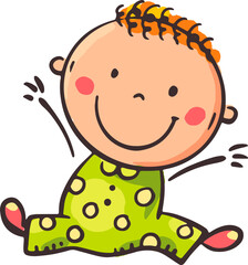 Happy cartoon baby, cute cheerfully infant, isolated illustration