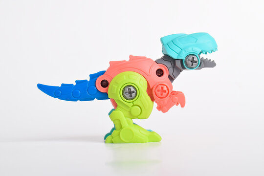 T-Rex Dinosaur toy isolated on white background. Plastic dinosaur toy