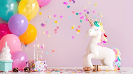 Transform Your Party with a Colorful Rainbow Unicorn Birthday Background