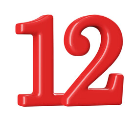 3D Red Number 12