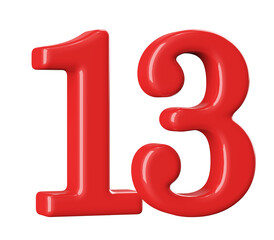 3D Red Number 13