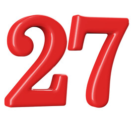 3D Red Number 27