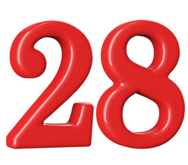 3D Red Number 28