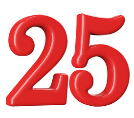 3D Red Number 25