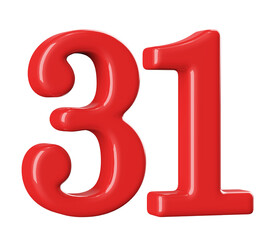 3D Red Number 31