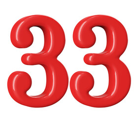 3D Red Number 33