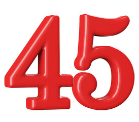 3D Red Number 45