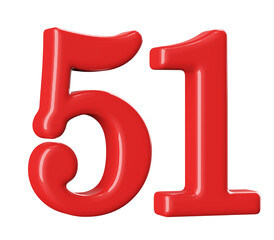 3D Red Number 51