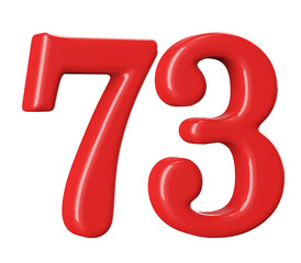 3D Red Number 73
