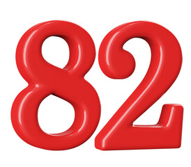 3D Red Number 82