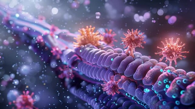 A 3D representation of a G proteincoupled receptor spanning the cell membrane and transmitting signals from the outside to inside of the cell.