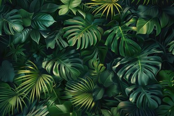 Nature leaves  green tropical forest  backgound illustration concept