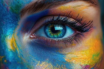 Vibrant eye expression a fusion of color and emotion captured 