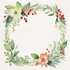 Fototapeta premium Blank wedding invitation surrounded by watercolor flowers.