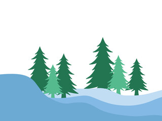 Christmas Tree Snowy Mountain Background
