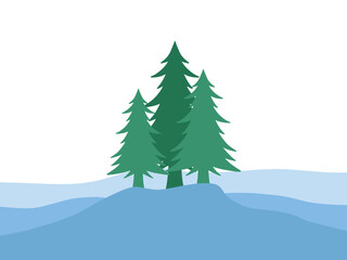 Obraz premium Christmas Tree Snowy Mountain Background