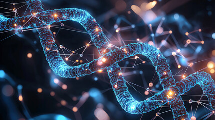 scientific background of glowing DNA double helix structure