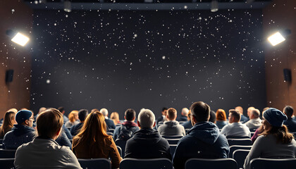 People on the lecture, winter course isolated with white highlights, png