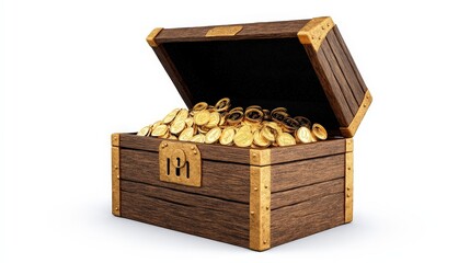 Open Treasure Chest Filled with Gold Coins