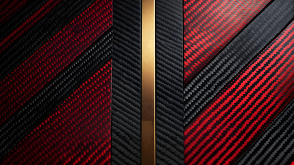 The red carbon fiber background with a thin vertical gold stripe in the middle