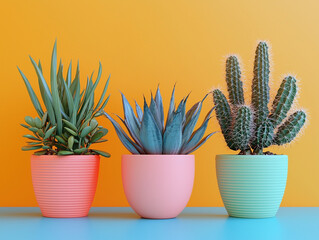 Elegant cactus arrangement with vibrant colors and flat design