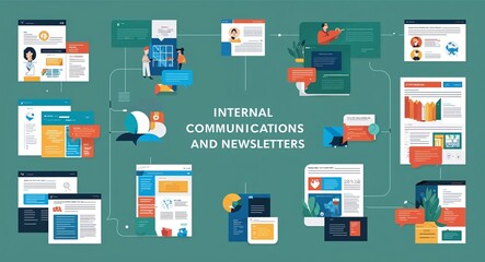 Internal communications and newsletters in illustration background