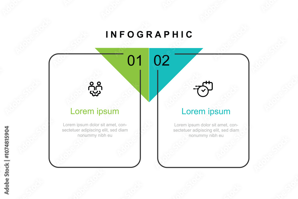 Poster 2 step line columns for business infographic template