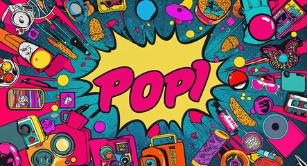 Fototapeta premium Vibrant pop culture style and trendy technique in illustration background