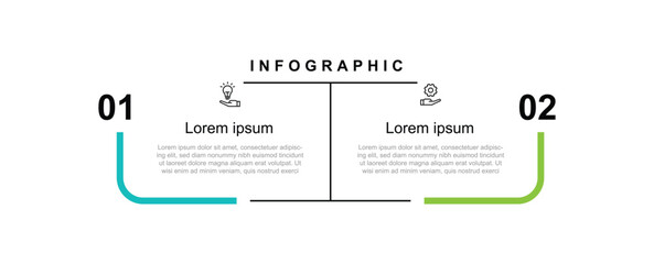 2 step infographic template vector suitable for workflow, presentation and web business information 