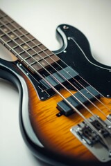 Fototapeta premium Close up of bass guitar strings and body.