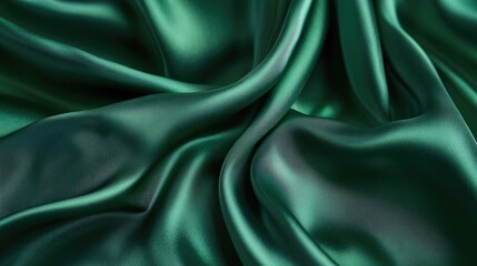 Obraz premium Green piece of fabric with a shiny, smooth texture