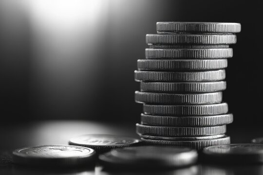 Close-up of pile of coins