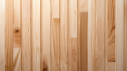 Fototapeta premium Realistic wooden wall background with light wood texture and grain. This showcases seamless pattern of natural wood planks, ideal for design projects