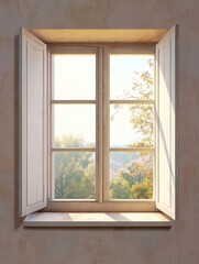 Fototapeta premium Empty Window in Warm Sunlight