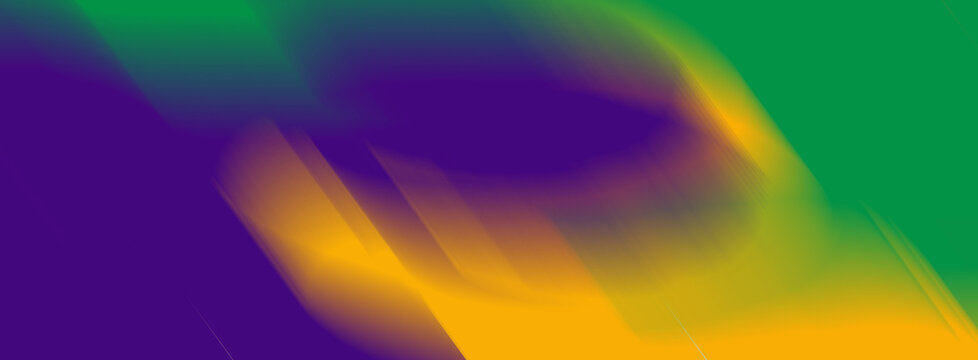 Bright Mardi Gras background with modern abstract blurred color gradient. Long banner