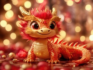 Naklejka premium Adorable Dragon Plush