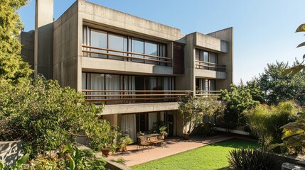 Fototapeta premium Historical brutalist architecture, preserving the bold concrete designs of the mid-20th century