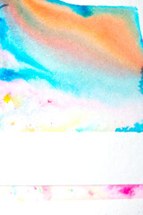 Obraz premium Gentle Multicolor Watercolour Paint on a White Background Drips and Lines