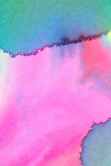 Gentle Multicolor Watercolour Paint on a White Background Drips and Lines